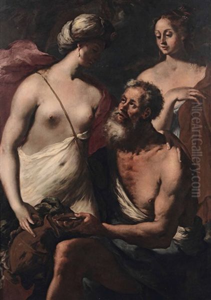 Loth E Le Figlie Oil Painting by Francesco Maffei