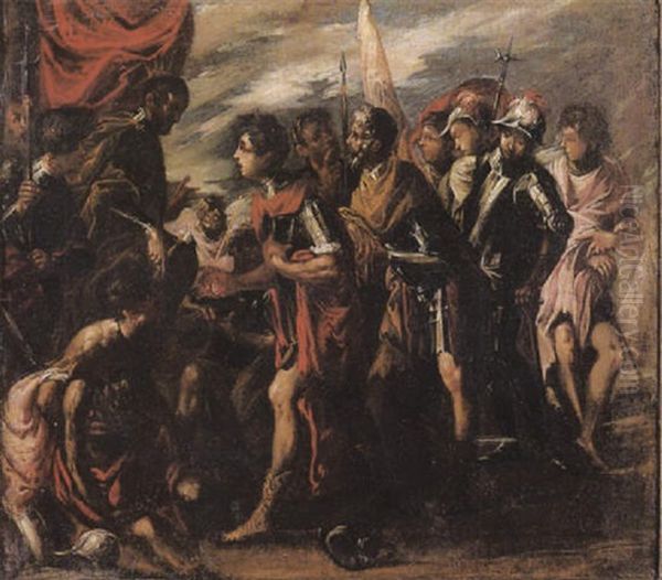 Muzio Scevola Davanti A Porsenna Oil Painting by Francesco Maffei