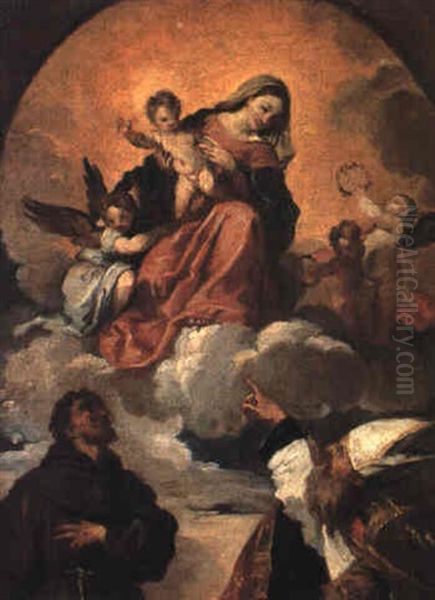 The Madonna And Child In Glory With Saints Oil Painting by Francesco Maffei