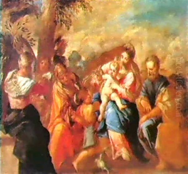 La Sacra Famiglia S. Giovannino E Altre Figure Oil Painting by Francesco Maffei