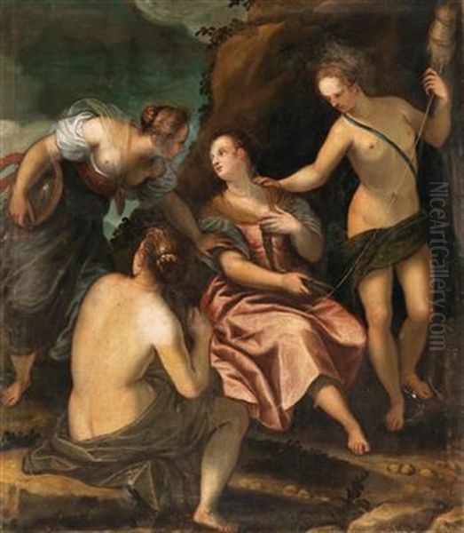 Teti Trying To Stop The Death Of Achilles Oil Painting by Alessandro Maganza