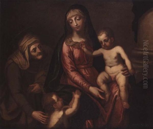 The Madonna And Child With Saint John The Baptist And Anne Oil Painting by Alessandro Maganza