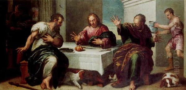 The Supper At Emmaus Oil Painting by Alessandro Maganza