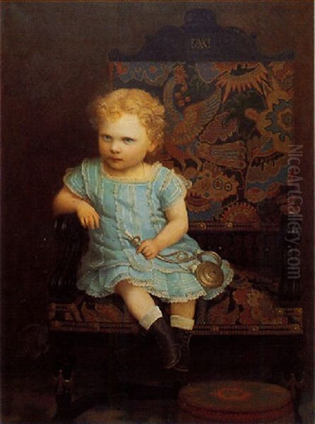 Le Jeune Baron Assis Sur Son Fauteuil Oil Painting by Antoine Magaud