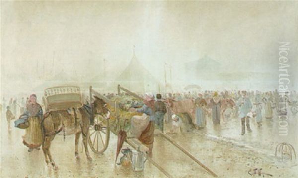 Marche En Saintonge, Effet De Brouillard Oil Painting by Edouard Mathurin Mage