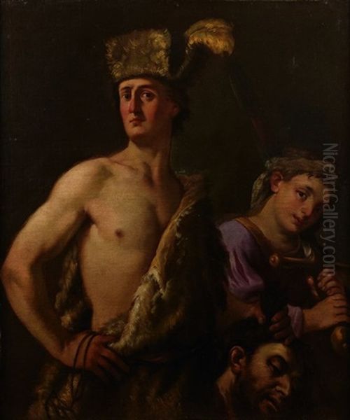 David Avec La Tete De Goliath Oil Painting by Domenico Maggiotto