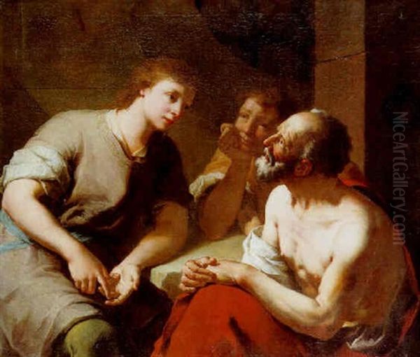 Joseph Interpreting The Dreams Of Pharoah's Butler And Baker Oil Painting by Domenico Maggiotto