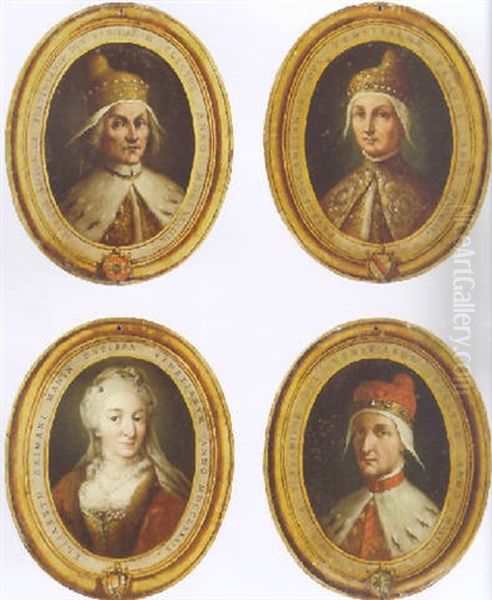 Portraits Of Doges Marcantonio Giustinian, Pietro Candiano Iv, Elisabeth Grimani Manin And Dominico Flabanico by Francesco Maggiotto