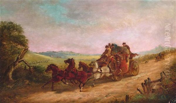 The Mail Coach Passing The Hunt Oil Painting by John Charles Maggs