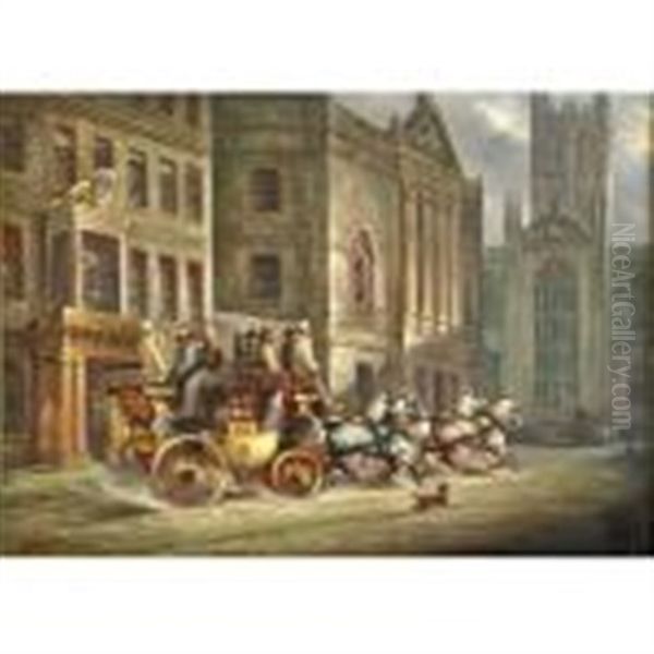 Nimrod Coach Entering Bath Oil Painting by John Charles Maggs