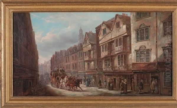 London Coach On Wyeh Street Oil Painting by John Charles Maggs