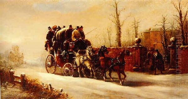 A Unicorn Coach On A Winter's Day Oil Painting by John Charles Maggs