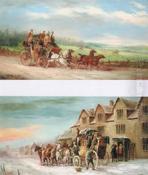 The Brighton London Mails Passing A Hunt Oil Painting by John Charles Maggs