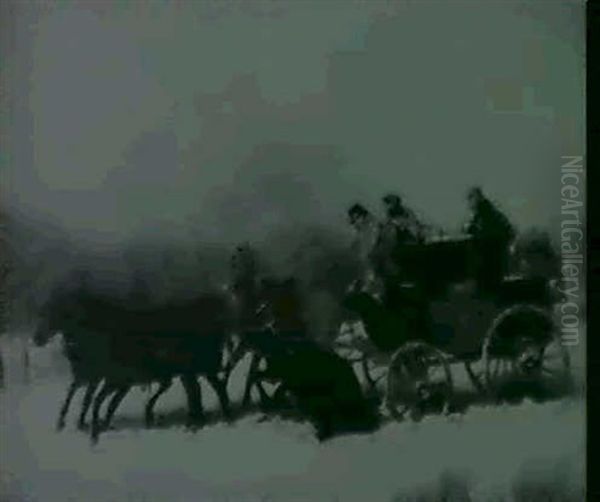 A Mail Coach On A Winter Road by John Charles Maggs