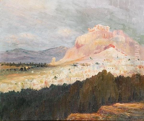 Acropolis (+ Erechtheion; 2 Works) Oil Painting by Vassilis Magiassis