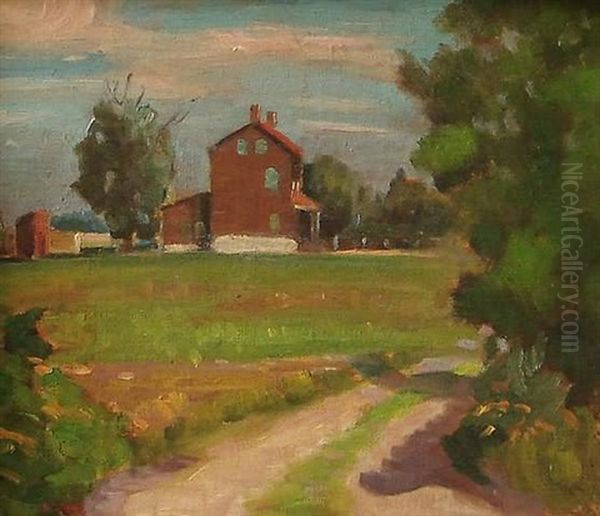 House Along The Road Oil Painting by Roscoe Clarence Magill