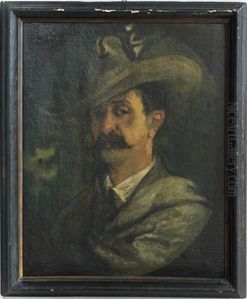 Ritratto Di Uomo Con Cappello Oil Painting by Emilio Magistretti