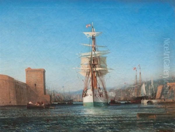 L'entree Du Port De Marseille Oil Painting by Andre Maglione