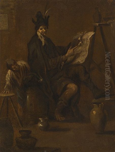 A Philosopher In His Study Oil Painting by Alessandro Magnasco