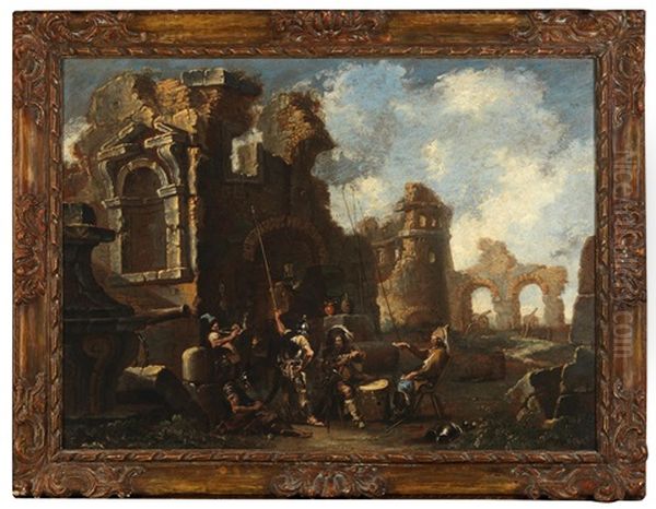 Soldiers Playing Cards Among Ruins Oil Painting by Alessandro Magnasco