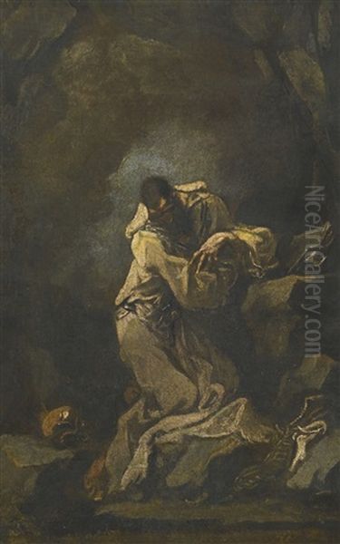 A Hermit In A Grotto Oil Painting by Alessandro Magnasco