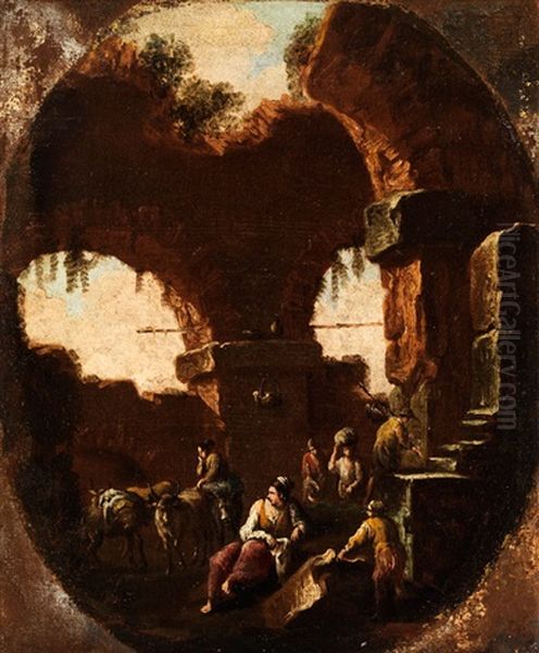 Ruinencapriccio Mit Figurenstaffage Oil Painting by Alessandro Magnasco