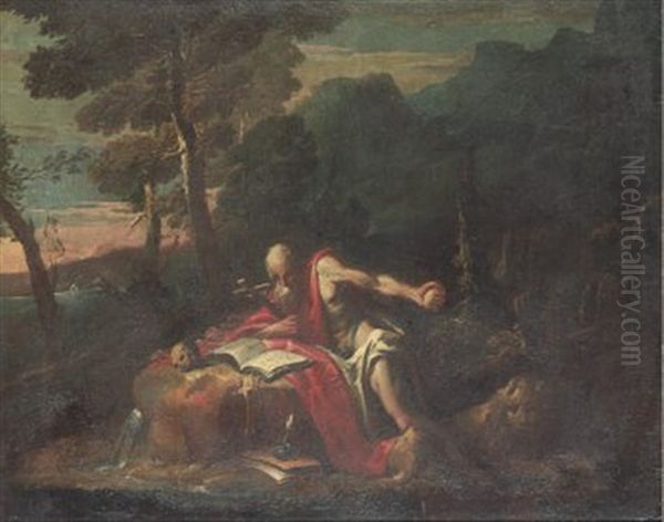 Den Helige Hieronimus I Landskap Oil Painting by Alessandro Magnasco