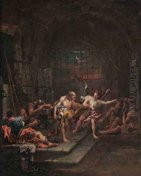 San Pietro Liberato Dal Carcere Oil Painting by Alessandro Magnasco