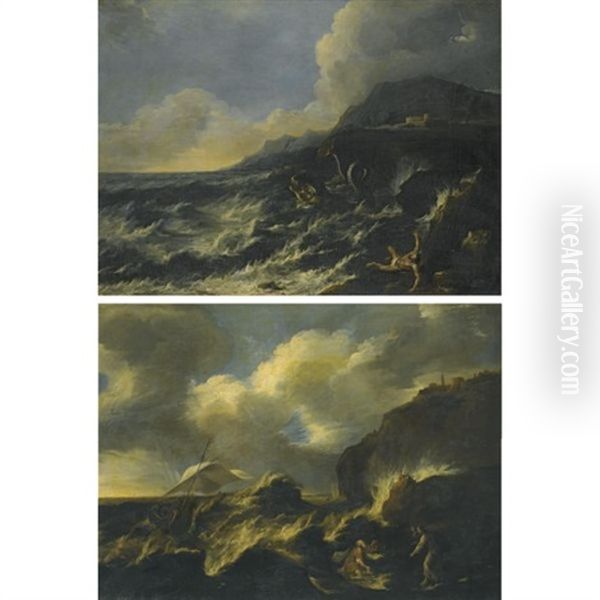 The Calling Of St. Peter (+ Jonah And The Whale; Various Sizes; Pair) Oil Painting by Alessandro Magnasco