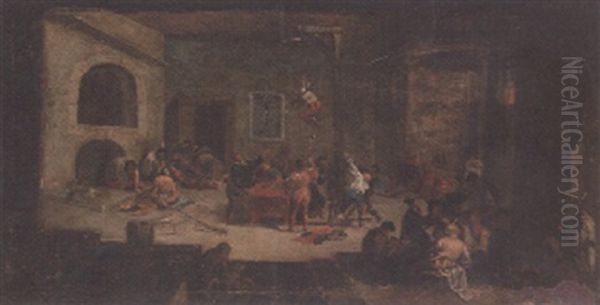 Prisoners Under Interrogation In A Torture Chamber Oil Painting by Alessandro Magnasco