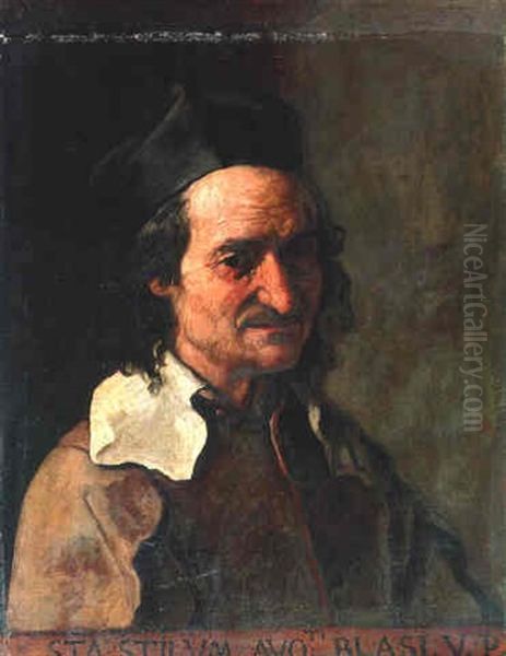 Portrait Of A Priest, Bust-length, In A Black Biretta And A Brown Coat Oil Painting by Alessandro Magnasco