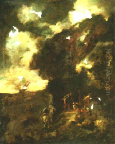 Soldiers Resting In A Wooded Landscape Oil Painting by Alessandro Magnasco