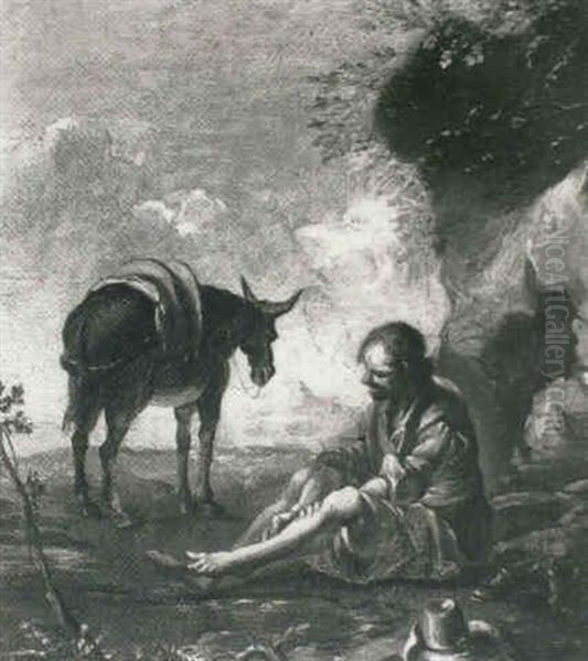 A Traveller And A Donkey At Rest In A Landscape Oil Painting by Alessandro Magnasco