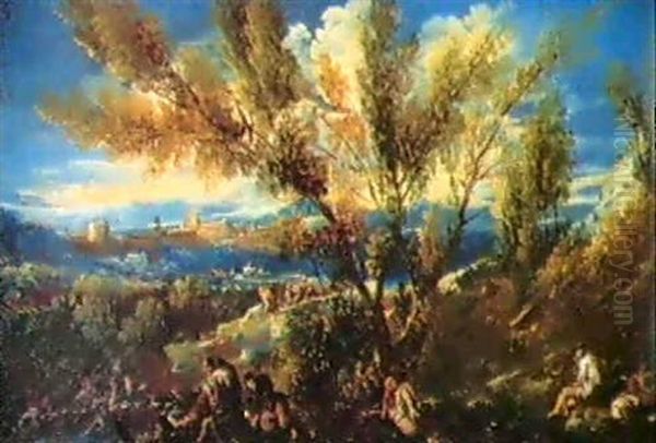 Paesaggio Alberato Con Frati E Pitocchi Oil Painting by Alessandro Magnasco