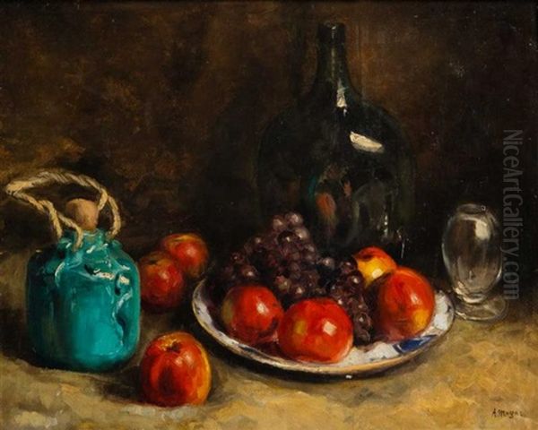 Nature Morte Aux Pommes Et Raisins Oil Painting by Desire Alfred Magne