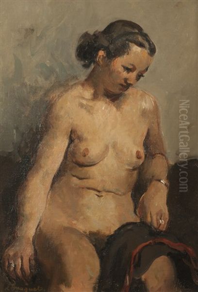 Nu Assis Oil Painting by Richard Maguet