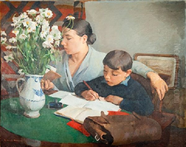 Les Devoirs Oil Painting by Richard Maguet