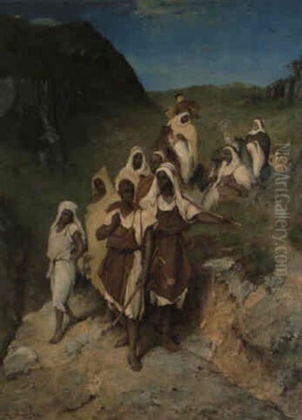 Convoi De Moissonneurs Dans Un Defile De L'atlas Oil Painting by Jules Edouard de Magy