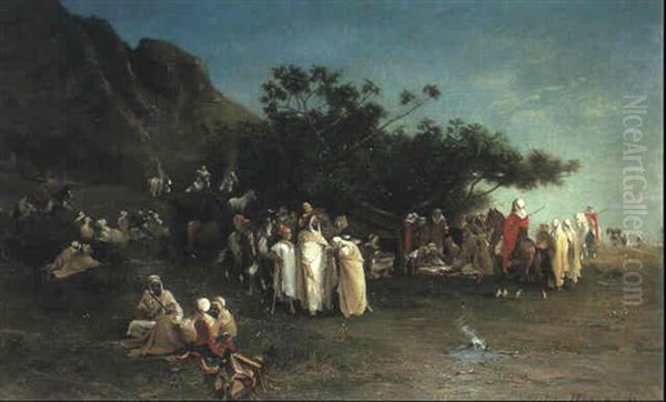 Le Recensement Sous Les Ombrages Oil Painting by Jules Edouard de Magy