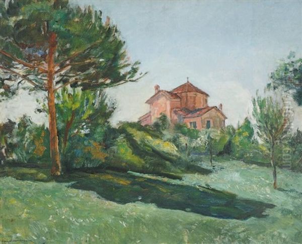 Eglise Dans La Foret Oil Painting by Gusztav Magyar Mannheimer