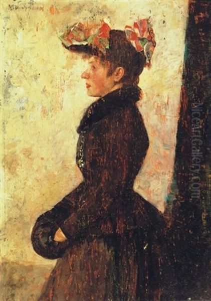 Parizsi No - Parisian Woman Oil Painting by Gusztav Magyar Mannheimer