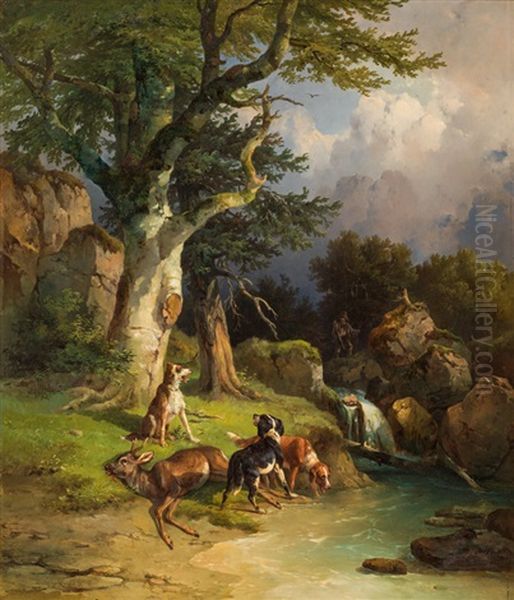 The Successful Hunt Oil Painting by Edmund Mahlknecht