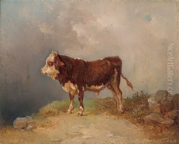 Junger Stier Oil Painting by Edmund Mahlknecht