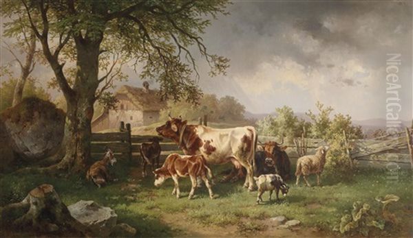 Idylle Am Bauernhof Oil Painting by Edmund Mahlknecht