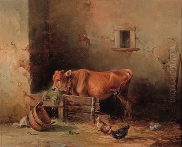 Das Kalbchen Oil Painting by Edmund Mahlknecht