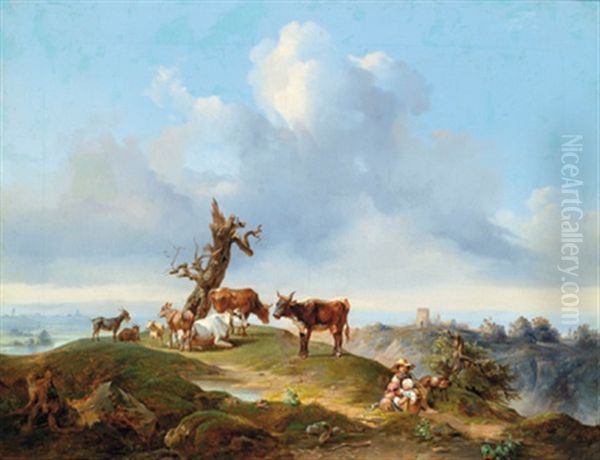 Rast Auf Der Weide Oil Painting by Edmund Mahlknecht