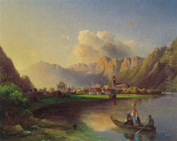 Abendstimmung Am Zellersee Oil Painting by Edmund Mahlknecht