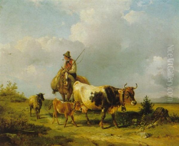 Am Heimweg Von Der Weide Oil Painting by Edmund Mahlknecht