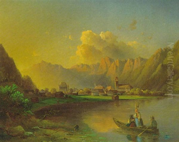 Abendstimmung Am Zellersee Oil Painting by Edmund Mahlknecht