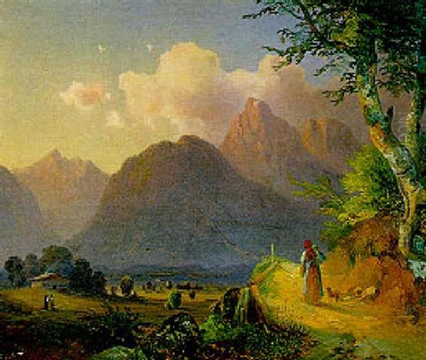 Berglandschaft Oil Painting by Edmund Mahlknecht